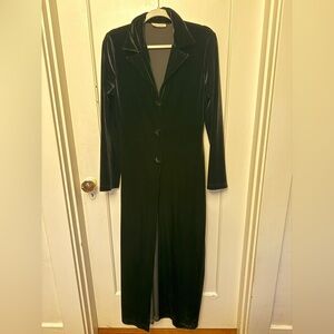 Elegant Black Velvet Floor Length, Long Sleeve Coat